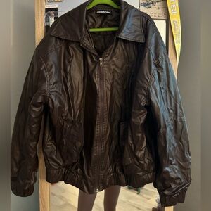 Dark brown faux leather jacket